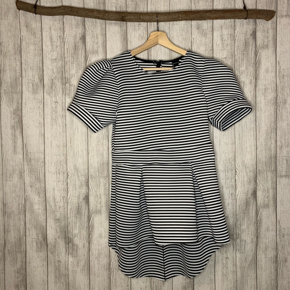 Forever 21 striped scuba Knit High low Top